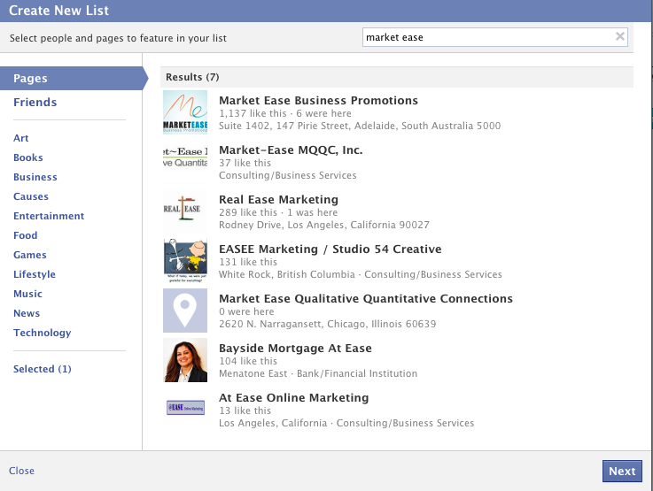 Create interest list