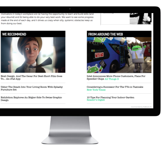 Native advertising on computer screen: Outbrain.com