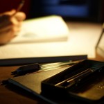 Notebook and pen: blog post ideas