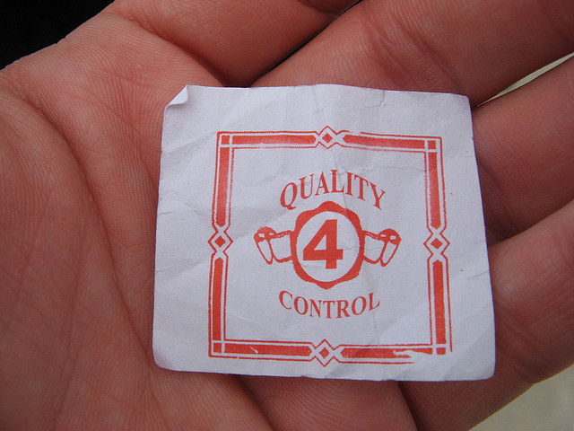 Quality control paper in hand
